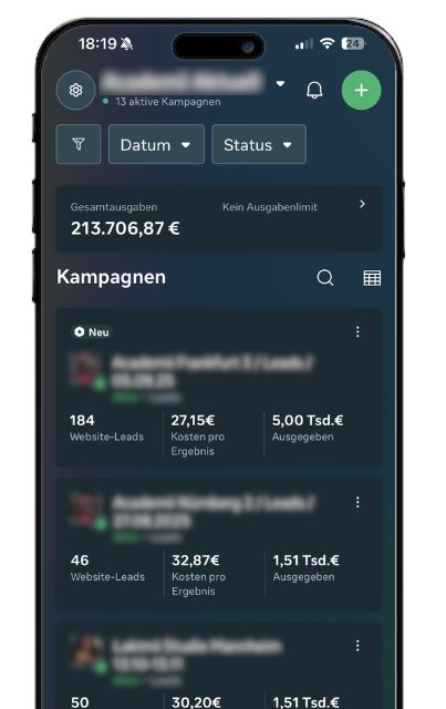 Kampagnenübersicht auf dem Smartphone