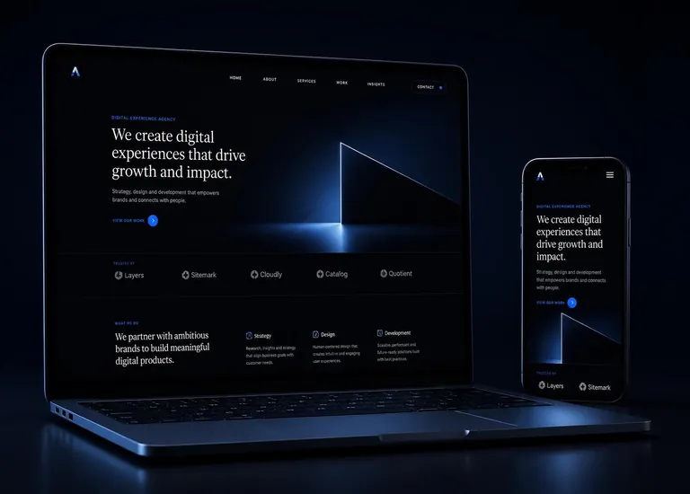 Moderne RUSVIA Website auf Laptop und Smartphone